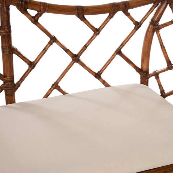 Chelsea House Chippendale Bamboo Settee Brown — Hand-Finished Rattan Lattice, Durable Joinery, Coastal-Tropical Flair 370536