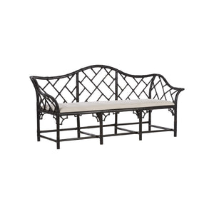 Chelsea House Chippendale Bamboo Settee In Cracked Pepper Finish — Chippendale Lattice Rattan Sofa For Sunrooms 370537
