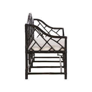 Chelsea House Chippendale Bamboo Settee In Cracked Pepper Finish — Chippendale Lattice Rattan Sofa For Sunrooms 370537