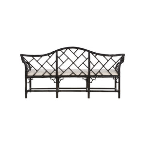 Chelsea House Chippendale Bamboo Settee In Cracked Pepper Finish — Chippendale Lattice Rattan Sofa For Sunrooms 370537