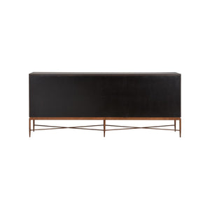Chelsea House Swirl Mid-Century Credenza With Inlaid Parquetry Swirl, 84" Wide Storage Console In Warm Brown 370539