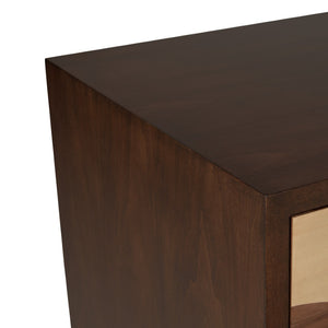 Chelsea House Swirl Mid-Century Credenza With Inlaid Parquetry Swirl, 84" Wide Storage Console In Warm Brown 370539