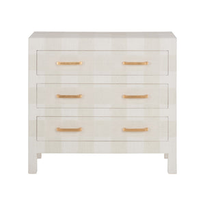Chelsea House Gracious Plaid Three-Drawer Chest With Gold Hardware — Neutral White & Beige Storage Accent, 33"H 370540