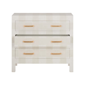 Chelsea House Gracious Plaid Three-Drawer Chest With Gold Hardware — Neutral White & Beige Storage Accent, 33"H 370540
