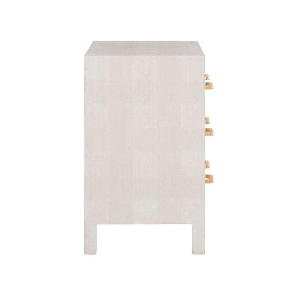 Chelsea House Gracious Plaid Three-Drawer Chest With Gold Hardware — Neutral White & Beige Storage Accent, 33"H 370540