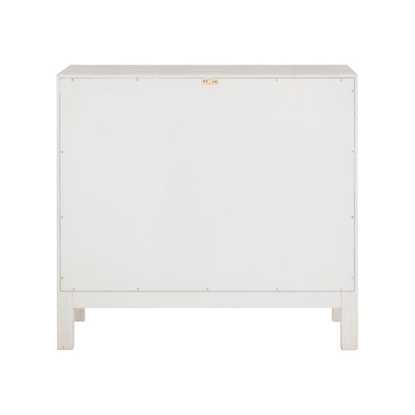 Chelsea House Gracious Plaid Three-Drawer Chest With Gold Hardware — Neutral White & Beige Storage Accent, 33"H 370540