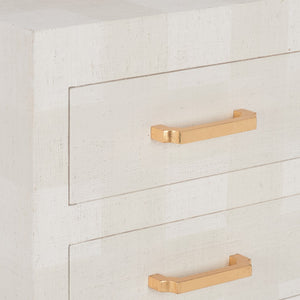 Chelsea House Gracious Plaid Three-Drawer Chest With Gold Hardware — Neutral White & Beige Storage Accent, 33"H 370540