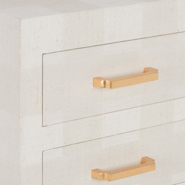 Chelsea House Gracious Plaid Three-Drawer Chest With Gold Hardware — Neutral White & Beige Storage Accent, 33"H 370540