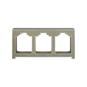 Chelsea House Yangon Hand-Wrapped Green Raffia Console With Removable Glass Top, Silver Accents & Lower Shelf 370541