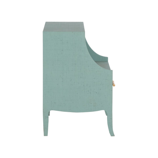 Chelsea House George Raffia Bedside Table In Blue With Gold Bamboo Handle, Drawer & Shelf For Coastal Bedrooms 370545