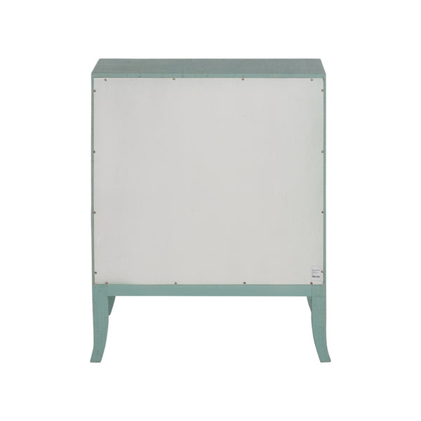 Chelsea House George Raffia Bedside Table In Blue With Gold Bamboo Handle, Drawer & Shelf For Coastal Bedrooms 370545