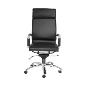 Homeroots Black And Silver Adjustable Swivel Faux Leather Rolling Executive Office Chair  Faux Leather 370545
