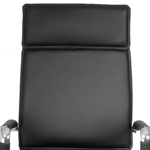 Homeroots Black And Silver Adjustable Swivel Faux Leather Rolling Executive Office Chair  Faux Leather 370545
