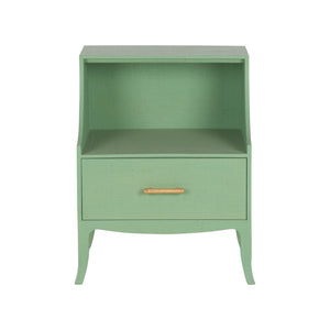 Chelsea House George Raffia Bedside Table With Gold Bamboo Handle — Tropical-Inflected Storage, 31"H X 20"W X 24"D 370546