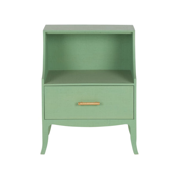 Chelsea House George Raffia Bedside Table With Gold Bamboo Handle — Tropical-Inflected Storage, 31"H X 20"W X 24"D 370546