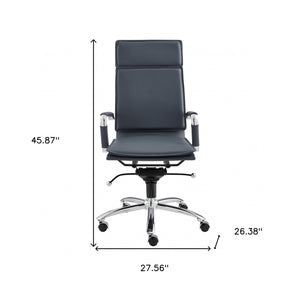 Homeroots Blue And Silver Adjustable Swivel Faux Leather Rolling Executive Office Chair  Faux Leather 370546