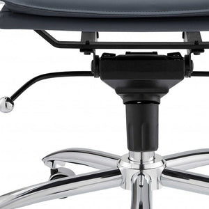 Homeroots Blue And Silver Adjustable Swivel Faux Leather Rolling Executive Office Chair  Faux Leather 370546