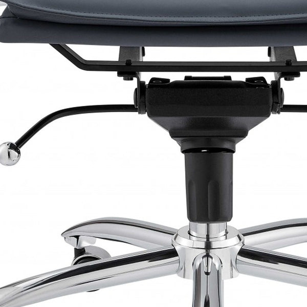 Homeroots Blue And Silver Adjustable Swivel Faux Leather Rolling Executive Office Chair  Faux Leather 370546