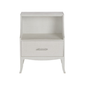 Chelsea House George Raffia Bedside Table White With Gold Bamboo Handle, Spacious Drawer & Open Shelf For Style 370547