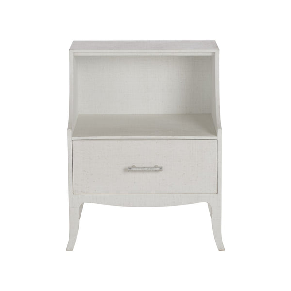Chelsea House George Raffia Bedside Table White With Gold Bamboo Handle, Spacious Drawer & Open Shelf For Style 370547