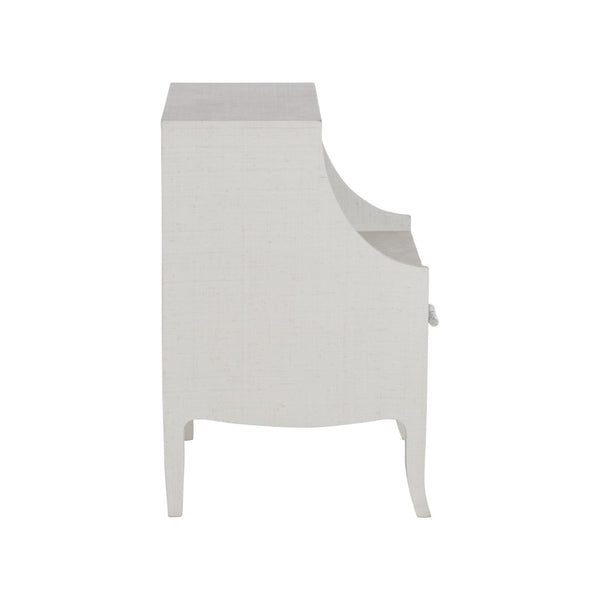 Chelsea House George Raffia Bedside Table White With Gold Bamboo Handle, Spacious Drawer & Open Shelf For Style 370547
