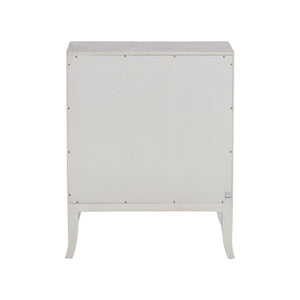 Chelsea House George Raffia Bedside Table White With Gold Bamboo Handle, Spacious Drawer & Open Shelf For Style 370547