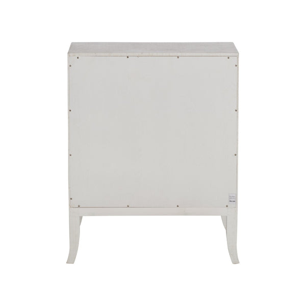 Chelsea House George Raffia Bedside Table White With Gold Bamboo Handle, Spacious Drawer & Open Shelf For Style 370547