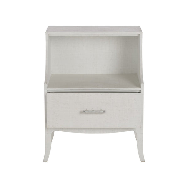Chelsea House George Raffia Bedside Table White With Gold Bamboo Handle, Spacious Drawer & Open Shelf For Style 370547