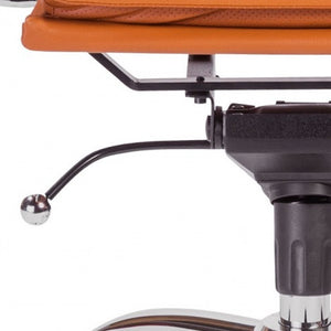 Homeroots Amber And Silver Adjustable Swivel Faux Leather Rolling Executive Office Chair  Faux Leather 370548