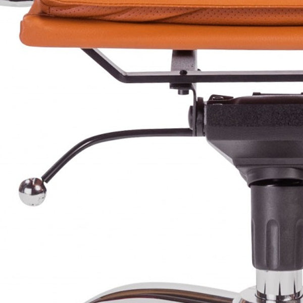 Homeroots Amber And Silver Adjustable Swivel Faux Leather Rolling Executive Office Chair  Faux Leather 370548