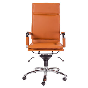 Homeroots Amber And Silver Adjustable Swivel Faux Leather Rolling Executive Office Chair  Faux Leather 370548
