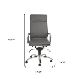 Homeroots Gray And Silver Adjustable Swivel Faux Leather Rolling Executive Office Chair  Faux Leather 370549