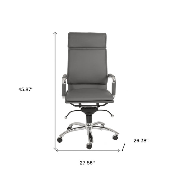Homeroots Gray And Silver Adjustable Swivel Faux Leather Rolling Executive Office Chair  Faux Leather 370549