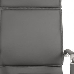 Homeroots Gray And Silver Adjustable Swivel Faux Leather Rolling Executive Office Chair  Faux Leather 370549