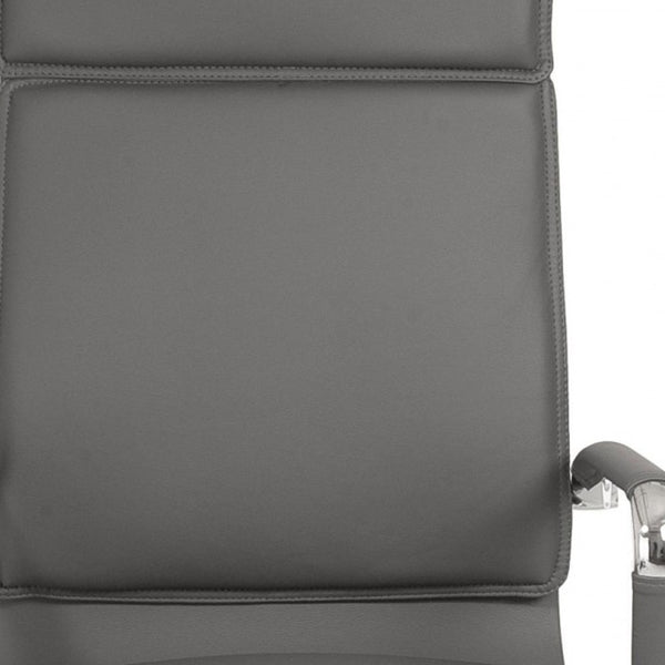 Homeroots Gray And Silver Adjustable Swivel Faux Leather Rolling Executive Office Chair  Faux Leather 370549