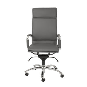 Homeroots Gray And Silver Adjustable Swivel Faux Leather Rolling Executive Office Chair  Faux Leather 370549