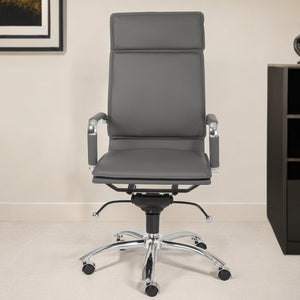 Homeroots Gray And Silver Adjustable Swivel Faux Leather Rolling Executive Office Chair  Faux Leather 370549