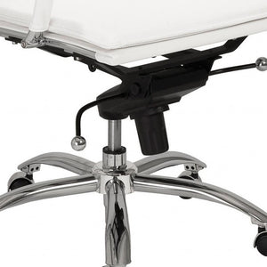 Homeroots White And Silver Adjustable Swivel Faux Leather Rolling Executive Office Chair   370550