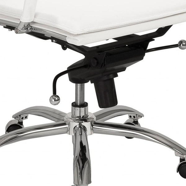 Homeroots White And Silver Adjustable Swivel Faux Leather Rolling Executive Office Chair   370550
