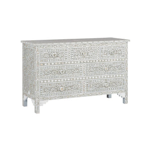 Chelsea House Charles Chest With Gray & White Mother-Of-Pearl Inlay — 7-Drawer Elegant Storage For Bedroom, Entryway 370552