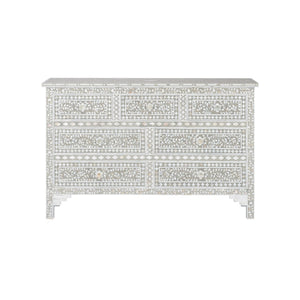 Chelsea House Charles Chest With Gray & White Mother-Of-Pearl Inlay — 7-Drawer Elegant Storage For Bedroom, Entryway 370552