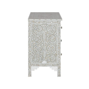 Chelsea House Charles Chest With Gray & White Mother-Of-Pearl Inlay — 7-Drawer Elegant Storage For Bedroom, Entryway 370552