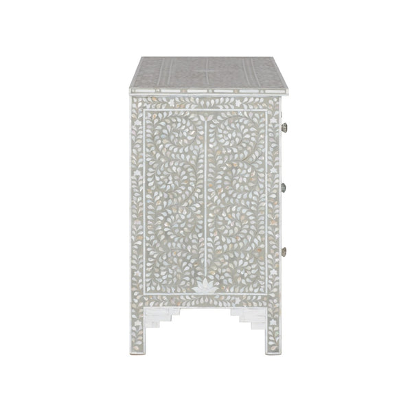 Chelsea House Charles Chest With Gray & White Mother-Of-Pearl Inlay — 7-Drawer Elegant Storage For Bedroom, Entryway 370552