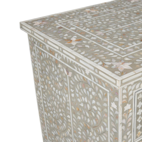 Chelsea House Charles Chest With Gray & White Mother-Of-Pearl Inlay — 7-Drawer Elegant Storage For Bedroom, Entryway 370552