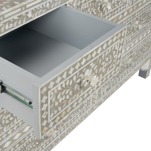 Chelsea House Charles Chest With Gray & White Mother-Of-Pearl Inlay — 7-Drawer Elegant Storage For Bedroom, Entryway 370552