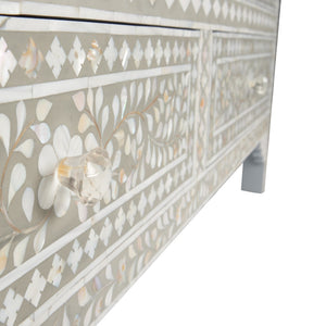 Chelsea House Charles Chest With Gray & White Mother-Of-Pearl Inlay — 7-Drawer Elegant Storage For Bedroom, Entryway 370552