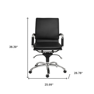 Homeroots Black And Silver Adjustable Swivel Faux Leather Rolling Conference Office Chair  Faux Leather 370555