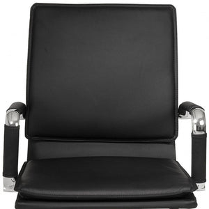 Homeroots Black And Silver Adjustable Swivel Faux Leather Rolling Conference Office Chair  Faux Leather 370555