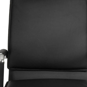 Homeroots Black And Silver Adjustable Swivel Faux Leather Rolling Conference Office Chair  Faux Leather 370555