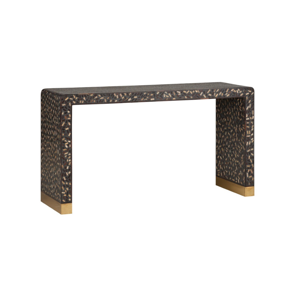 Chelsea House Scaramouche Rich Gray-Brown Console Table With Gold-Banded Feet — Modern-Transitional Statement Piece 370556